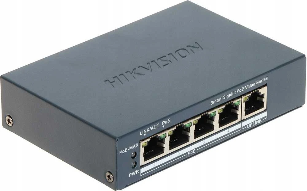 Šakotuvas Hikvision 5 prievadų komutatorius DS-3E1505P-EI/M