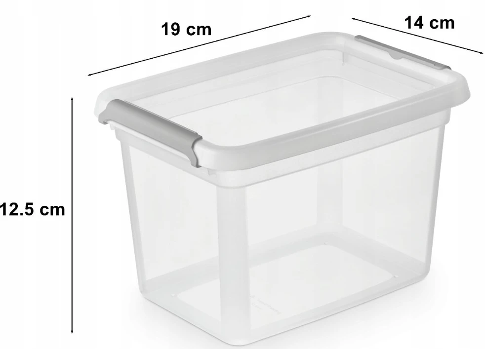 Moxom Basestore container with lid and clips, 14x19x12,5 cm 2 L