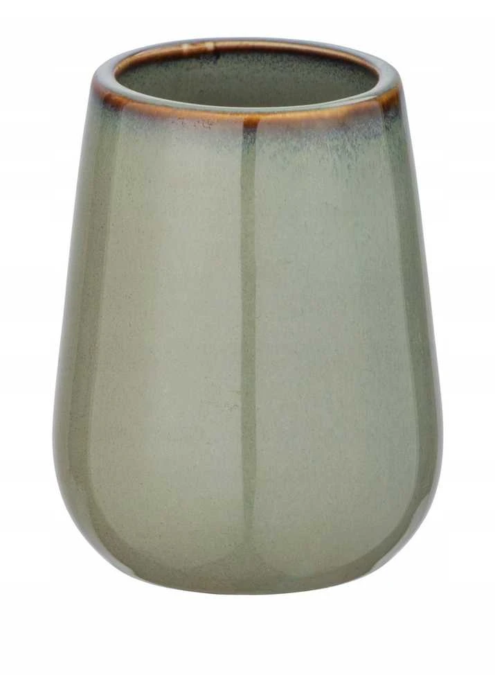 SIRMIONE dantų šepetėlio indelis, keraminis, žalias su vario briauna, Ø 8 cm, Wenko