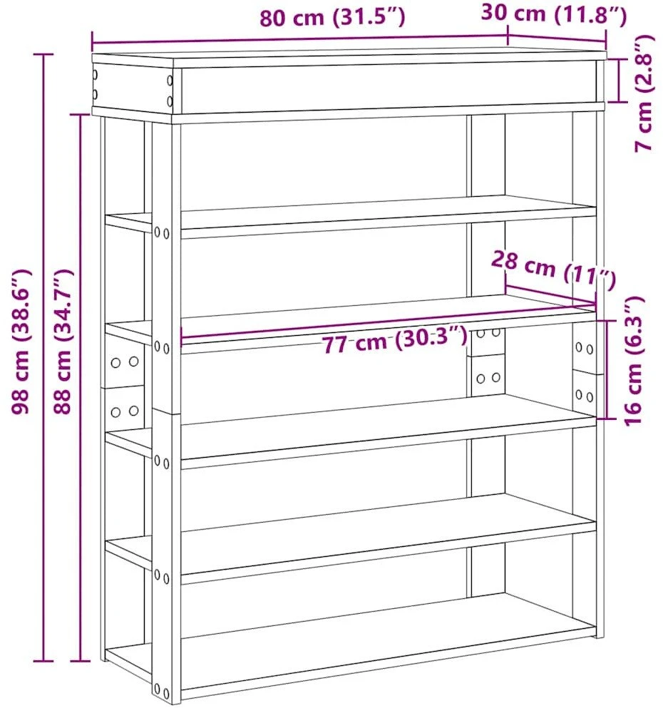 Lentyna batams, juodos spalvos, 80x30x98cm, apdirbta mediena