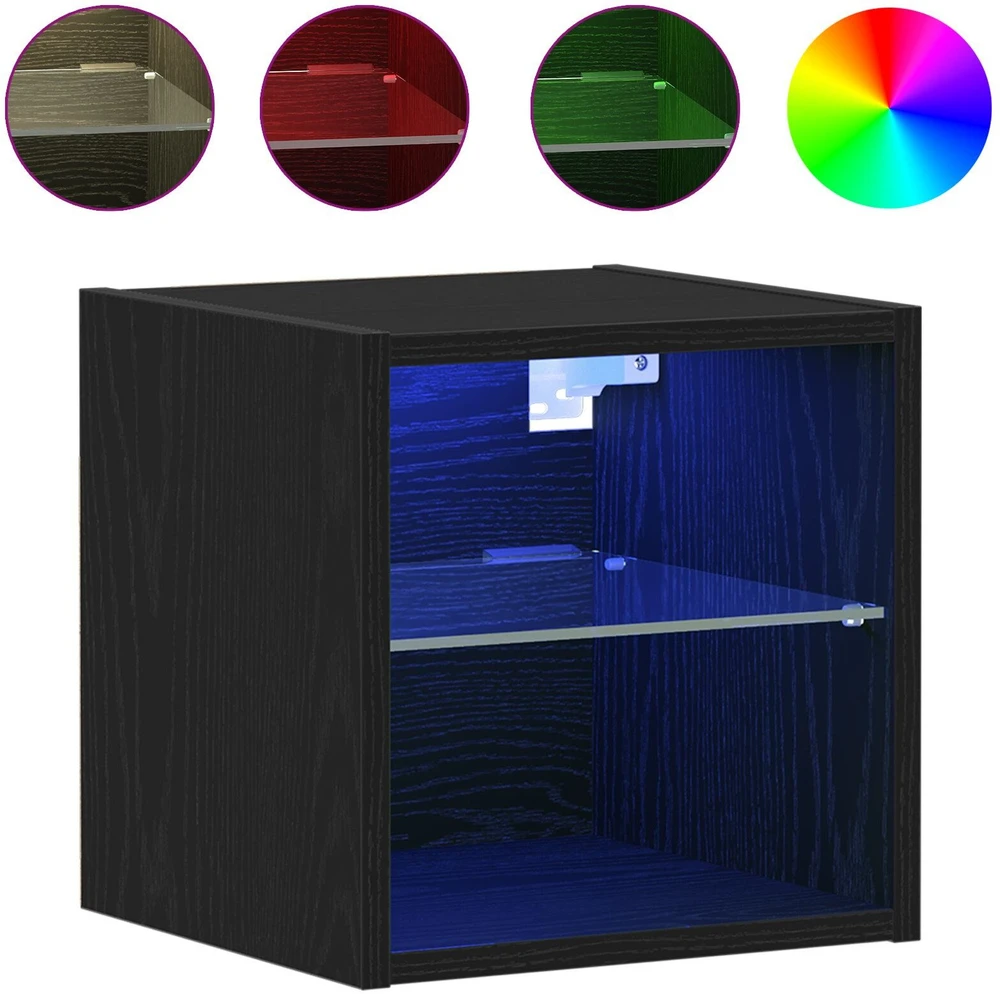 TV staliukas LED sieninis šoninis stalelis 2 vnt. Juoda 30 x 28,5 x 30 cm