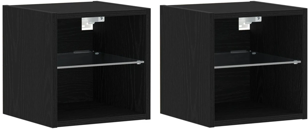 TV staliukas LED sieninis šoninis stalelis 2 vnt. Juoda 30 x 28,5 x 30 cm