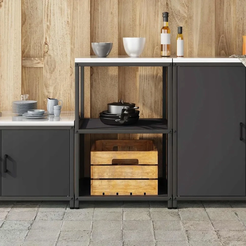 Virtuvės lentynų vienetas HATTEM Juoda 60 x 50 x 92 cm Plienas