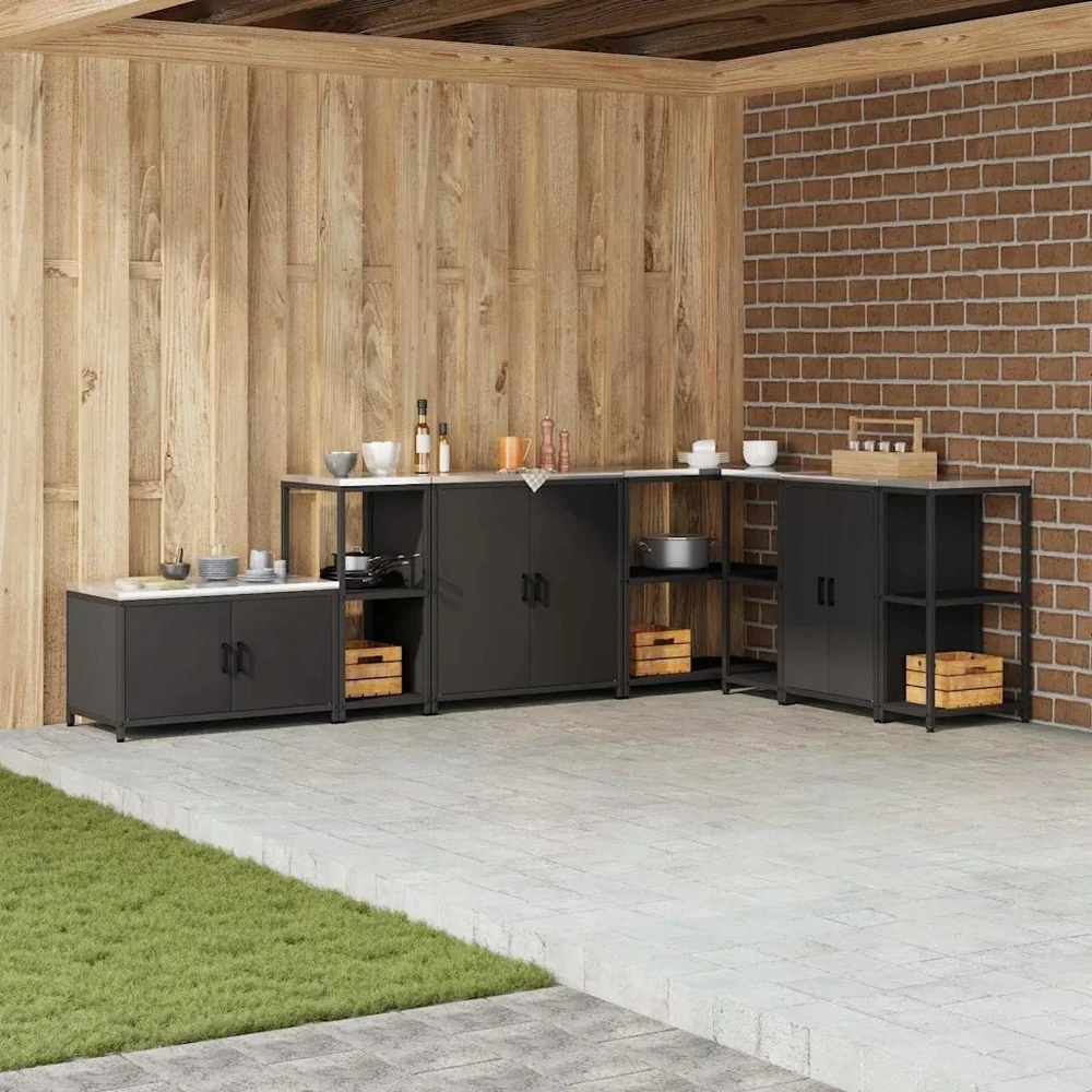 Virtuvės lentynų vienetas HATTEM Juoda 40 x 50 x 92 cm Plienas