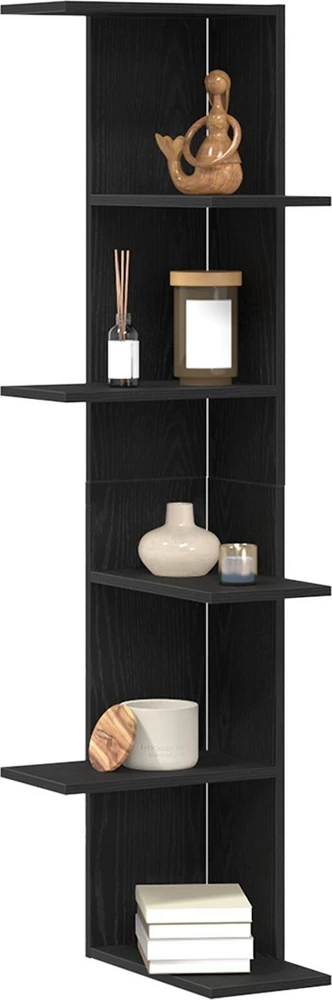 Sieninis kampinis lentynas Juodas ąžuolas 36.5 x 36.5 x 140 cm