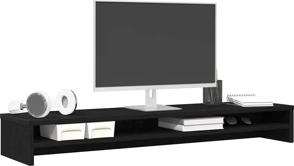 TV staliukas Monitoriaus stovas, juodo ąžuolo spalvos, 100x24x13 cm, inžinerinė mediena