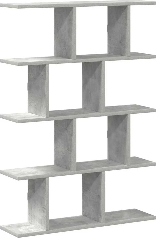 Sieninė lentyna, 12 skyrių, betono pilka, mediena, kubo formos