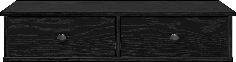 Sieninė lentyna su stalčiais, juodos, 80x34x17cm