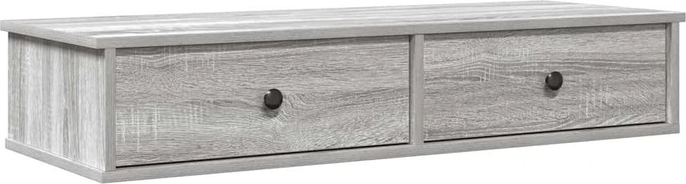 Sieninė lentyna su stalčiais, pilka ąžuolo, 100x37,5x19cm