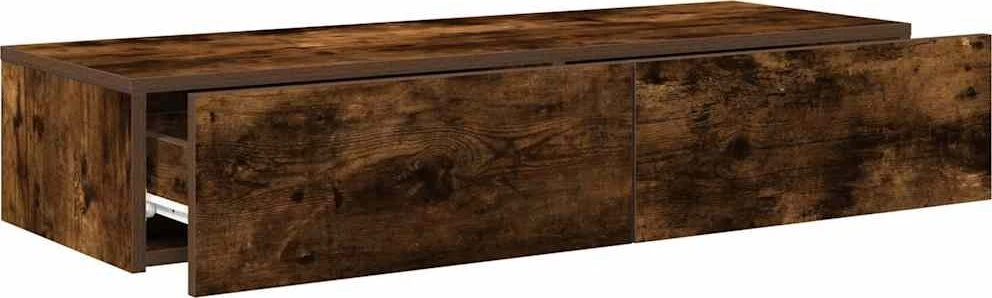 Sieninė lentyna su stalčiais, dūminio ąžuolo, 100x36x19cm