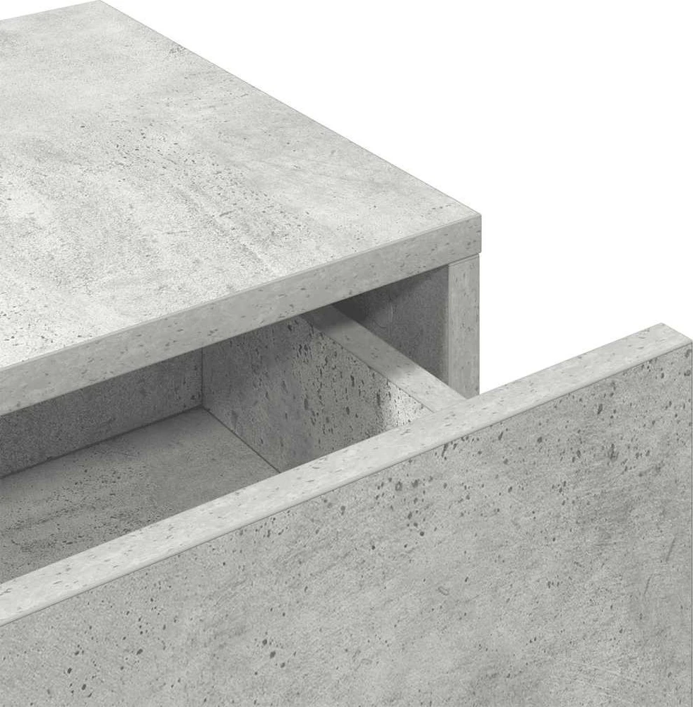 Sieninė lentyna su stalčiais, betono pilka, 80x33x17cm