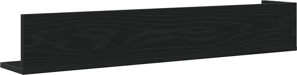Sieninės lentynos, 2vnt., juodos, 100x16,5x16,5cm, mediena
