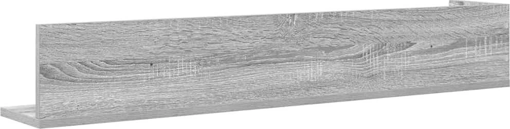 Sieninės lentynos, 2vnt., pilkos, 100x16,5x16,5cm, mediena