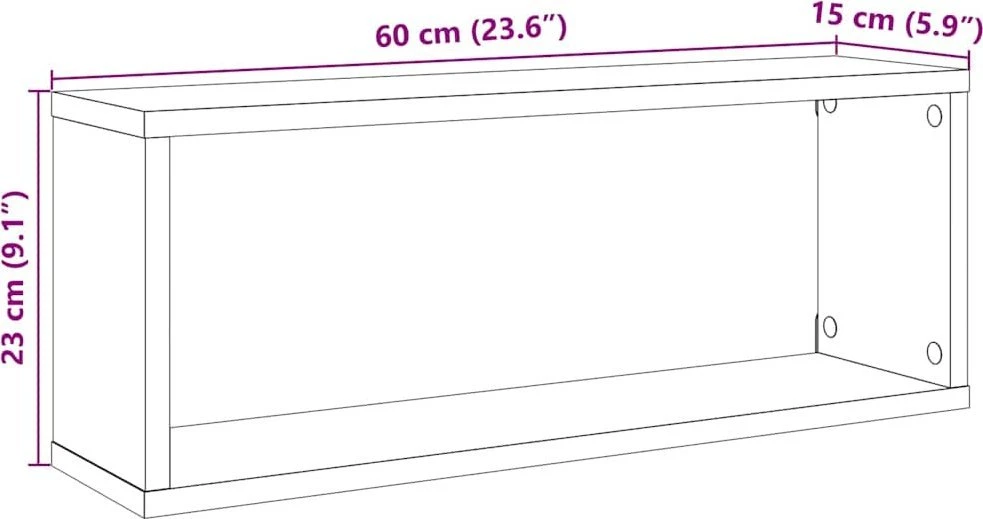 Sieninės lentynos, 4vnt., medienos, 60x15x23cm, MDP