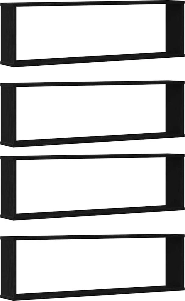 Wall Cube lentynos 4 vnt Juodas ąžuolas 100x15x30 cm