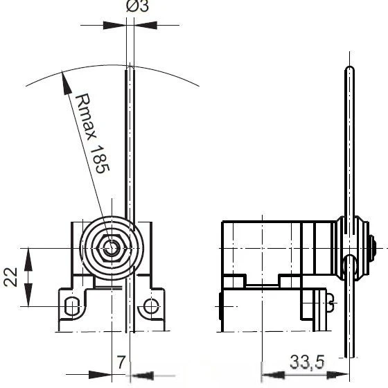 Pokój Galinis jungiklis metalinis 1R 1Z suvirintas nerūdijančio plieno strypas Ø3 PBM1E71PZ11 A37-3580