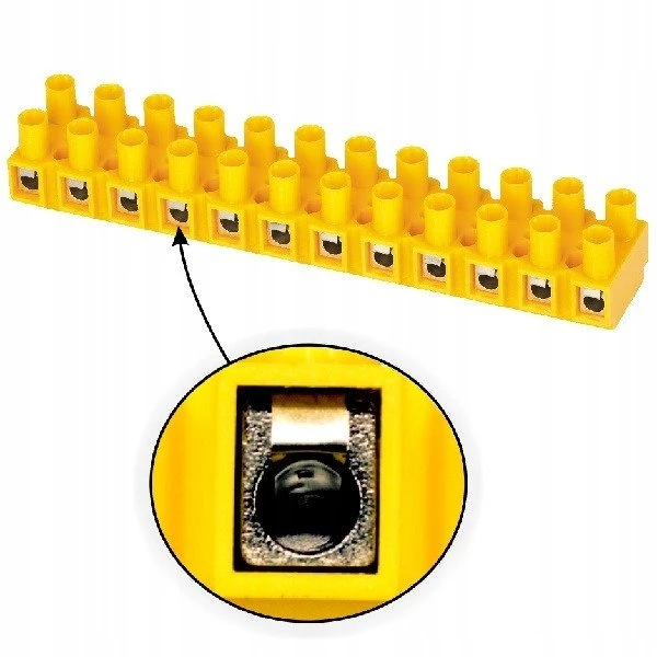 Geltona 12 kontaktų gnybtų juosta 10 mm²