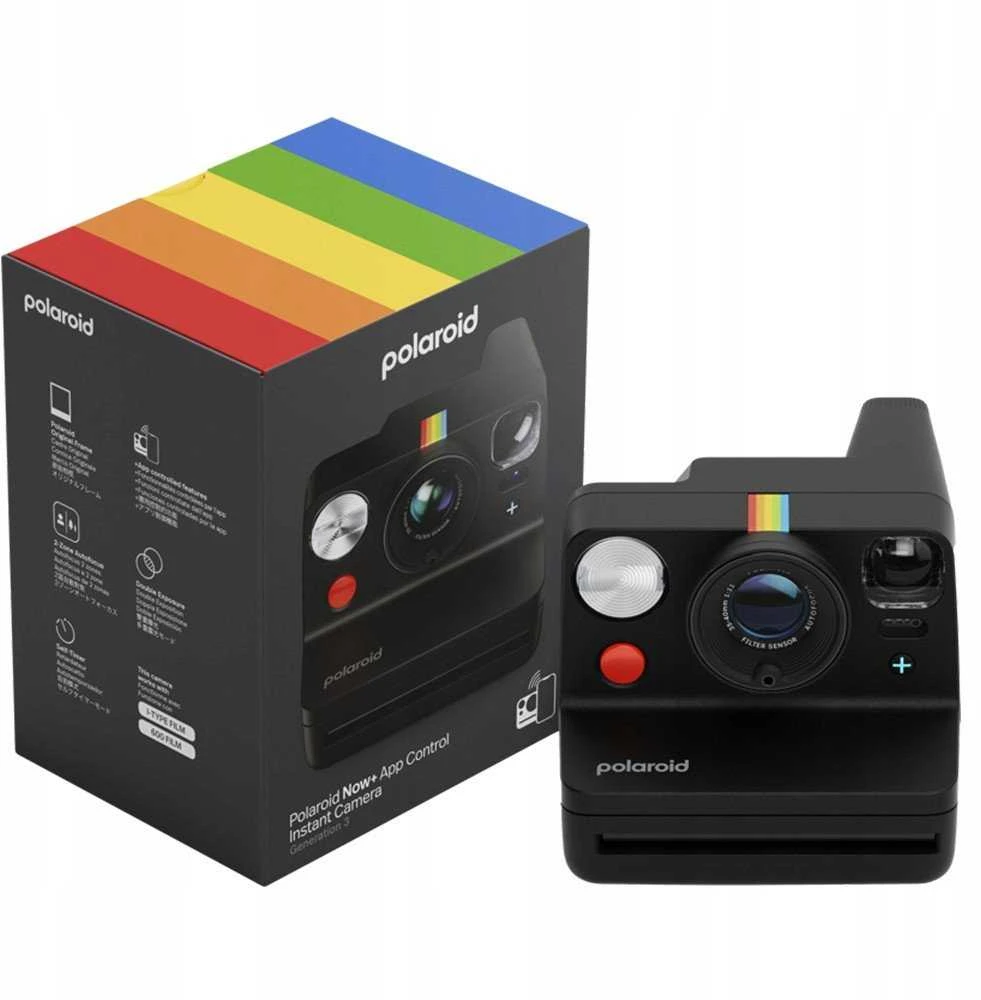 Polaroid Now+ Gen 3 Juodas rinkinys su spalvota plėvele (8 nuotraukos)