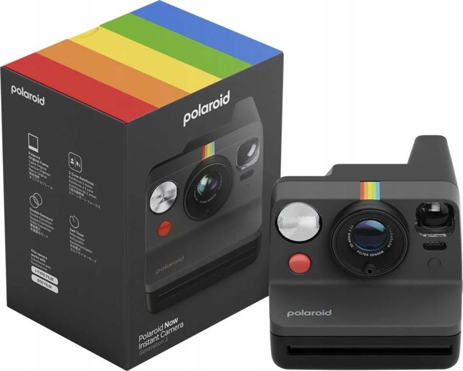 „Polaroid Now Gen 3 Juodas“ rinkinys su spalvota plėvele (8 nuotraukos)