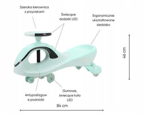 Vaikiškas Baby Mix G-Force žalias paspiriamas automobilis su LED apšvietimu ir gravitacijos varikliu