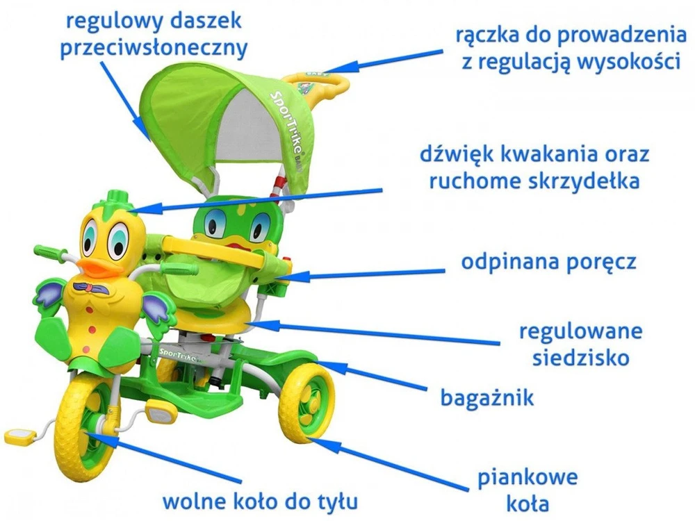 Roger Vaikiškas triratis Duck Bike žalias
