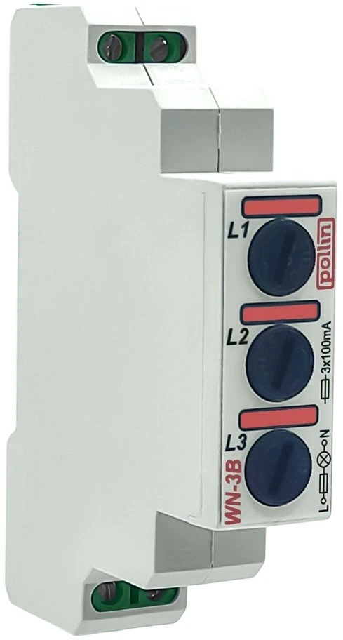 Pollin Modulinė 3 fazių lemputė raudona su saugikliu 5x20mm 100mA 10-250V AC WN-3B