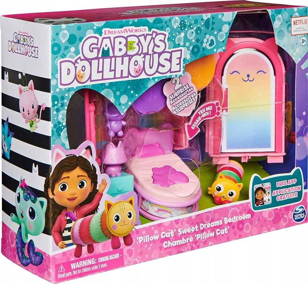 Spin Master Polly Pocket Gabi katės namelis – stebuklingi miegamojo kambariai + katės figūrėlė (GXP-912216)