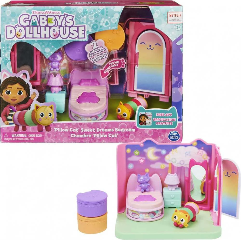Spin Master Polly Pocket Gabi katės namelis – stebuklingi miegamojo kambariai + katės figūrėlė (GXP-912216)