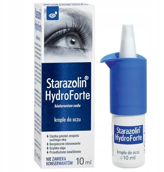 Starazolin HydroForte lašų pakuotė ir buteliukas