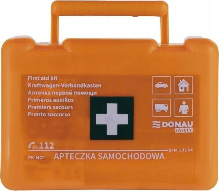 Polska Firma Lenkijos įmonės automobilio pirmosios pagalbos vaistinėlė Donau Safety DIN 13164 dėžutėje