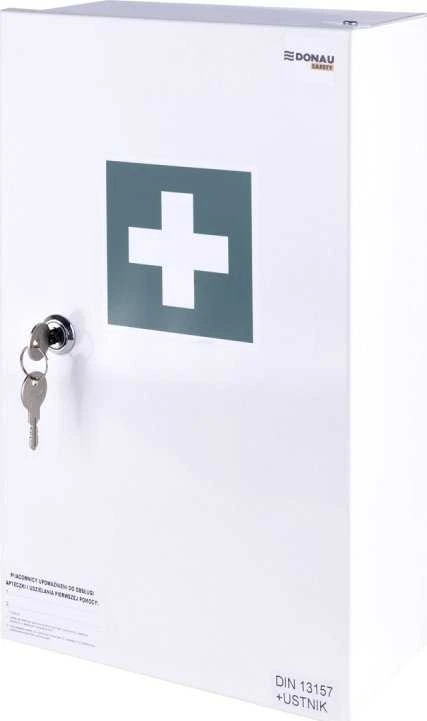 Polska Firma Lenkijos įmonės sieninis pirmosios pagalbos rinkinys Donau Safety 40,2" DIN 13157 (+ kandiklis) metalinis