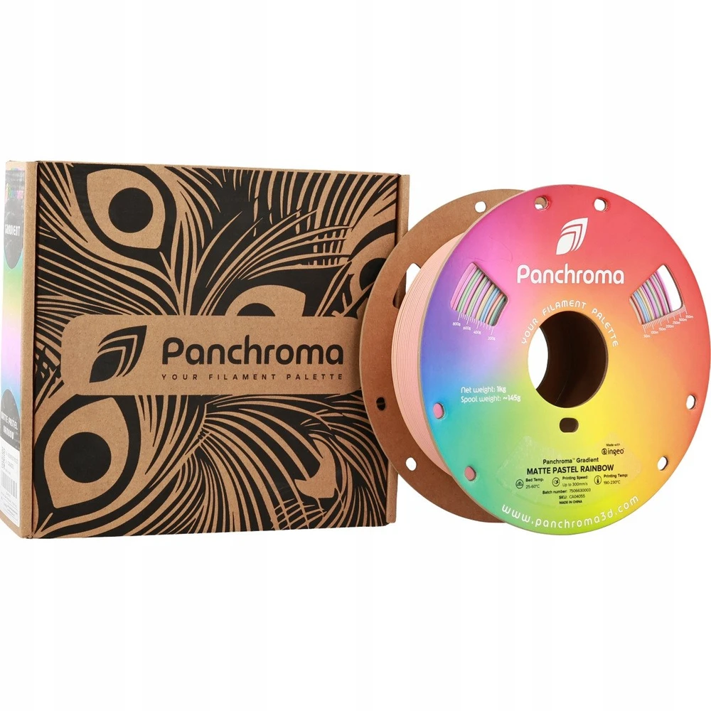 „Polymaker Panchroma PLA“ gradientiniai dažai „Rainbow“ 1,75 mm 1kg – pastelinės vaivorykštės spalvos