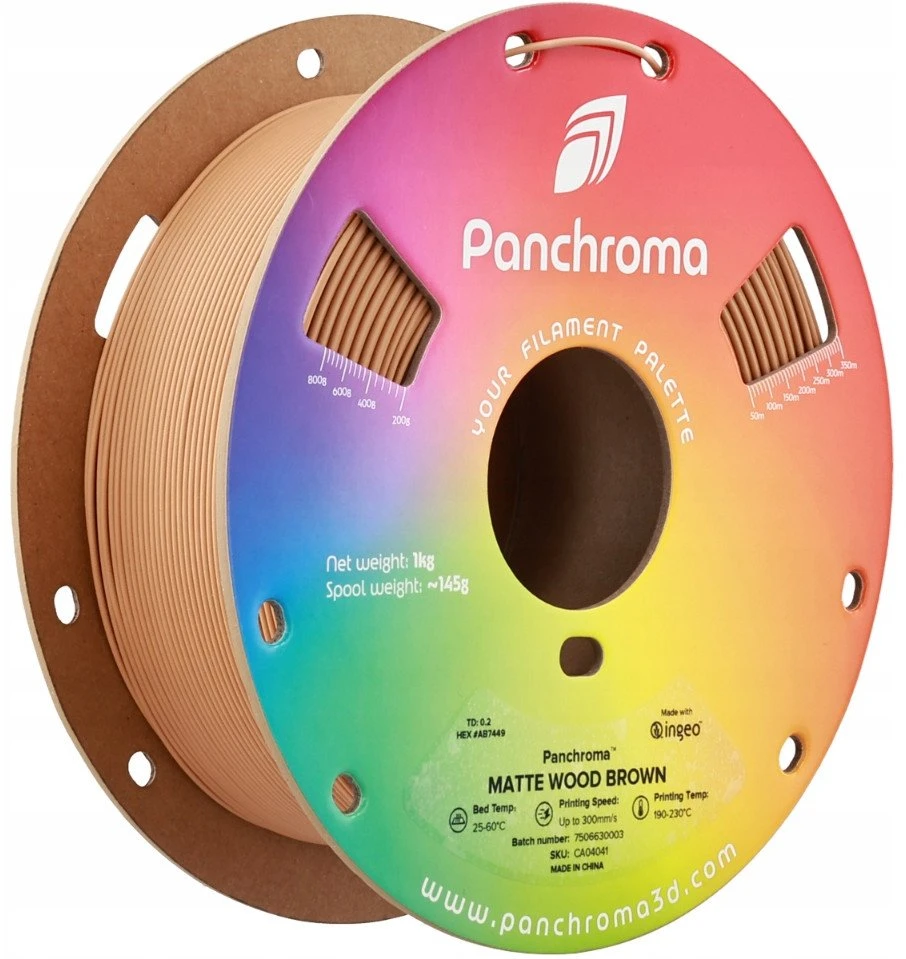 „Polymaker Panchroma PLA“ matinis 1,75 mm 1kg – medžio rudos spalvos