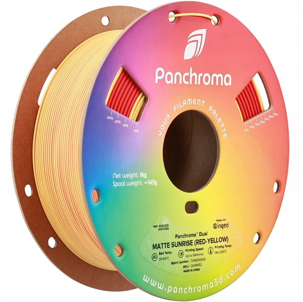 Polymaker Panchroma PLA Dual Matte 1.75mm 1kg - Sunrise (Raudona-Geltona)