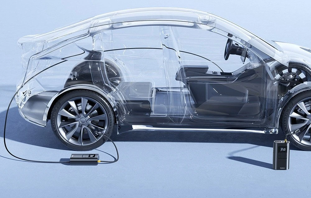 „Baseus PrimeTrip VA1“ padangų kompresorius 2in1 (žibintuvėlis) 6000 mAh 75W juodas