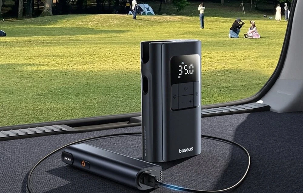 „Baseus PrimeTrip VA1“ padangų kompresorius 2in1 (žibintuvėlis) 6000 mAh 75W juodas