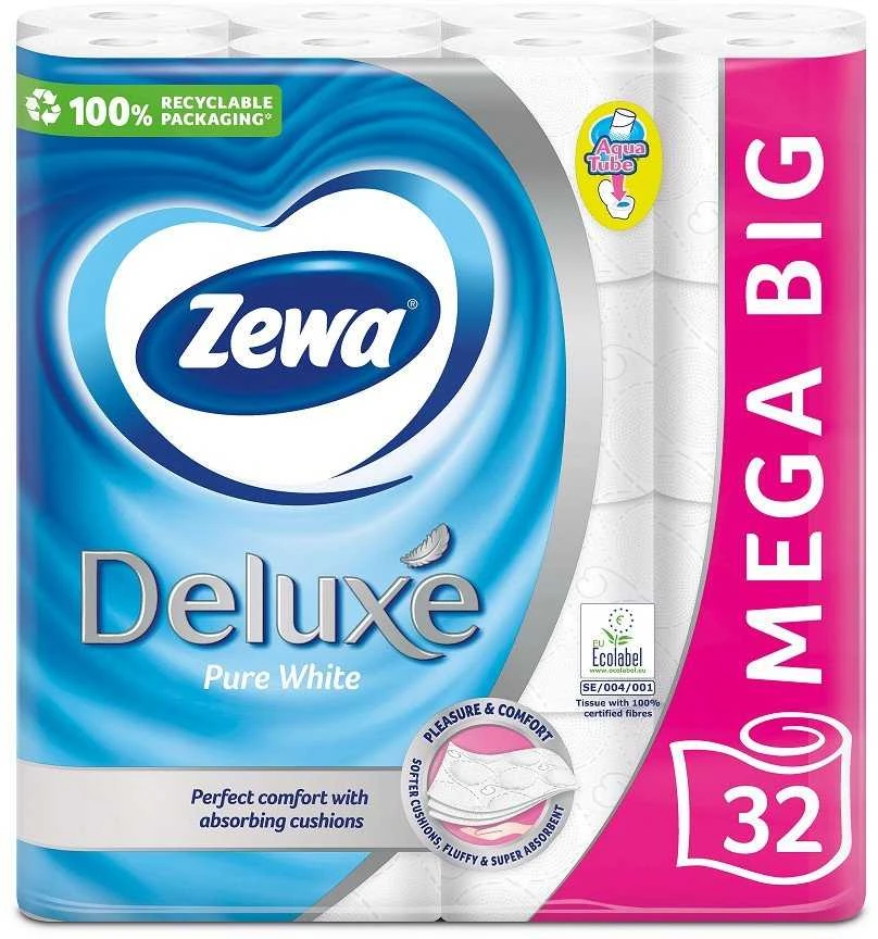 Tualetinis popierius Zewa Deluxe Pure Baltas, 32 vnt.