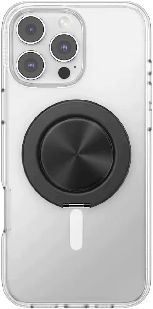 „PopSockets“ aliuminio radialinis „MagSafe“ telefono laikiklis ir stovas, juodas
