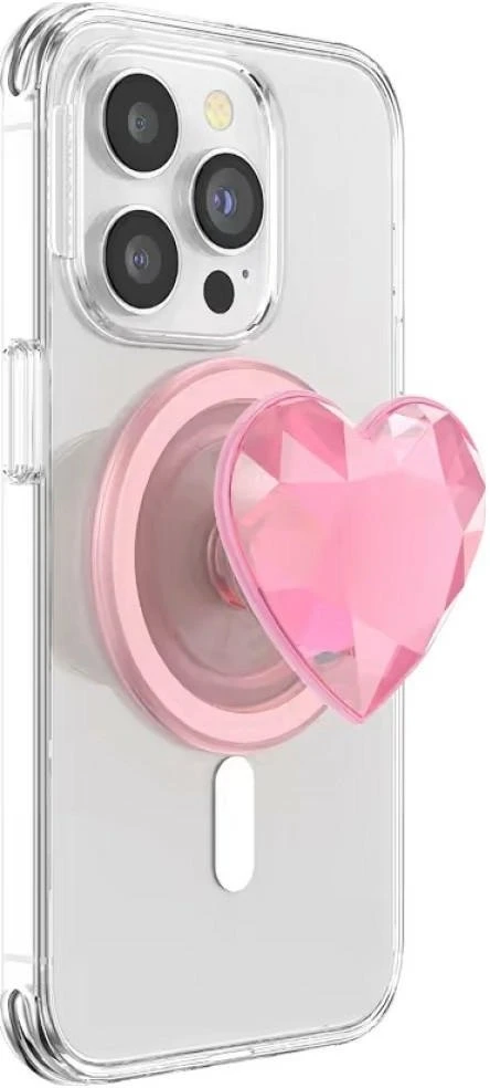 „Popsockets Crystal Heart Grip MagSafe“ telefono laikiklis ir stovas, rožinis