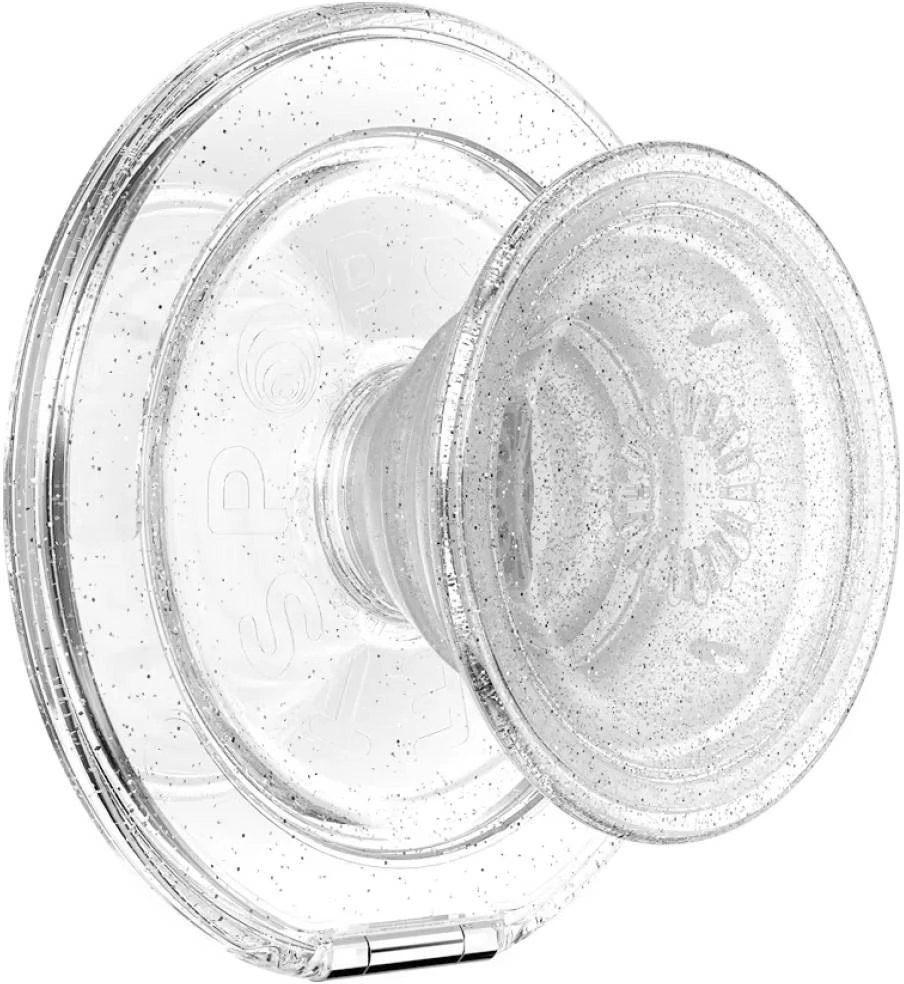 „PopSockets Kick-Out Grip“ blizgučiais aprūpintas „MagSafe“ telefono laikiklis ir stovas