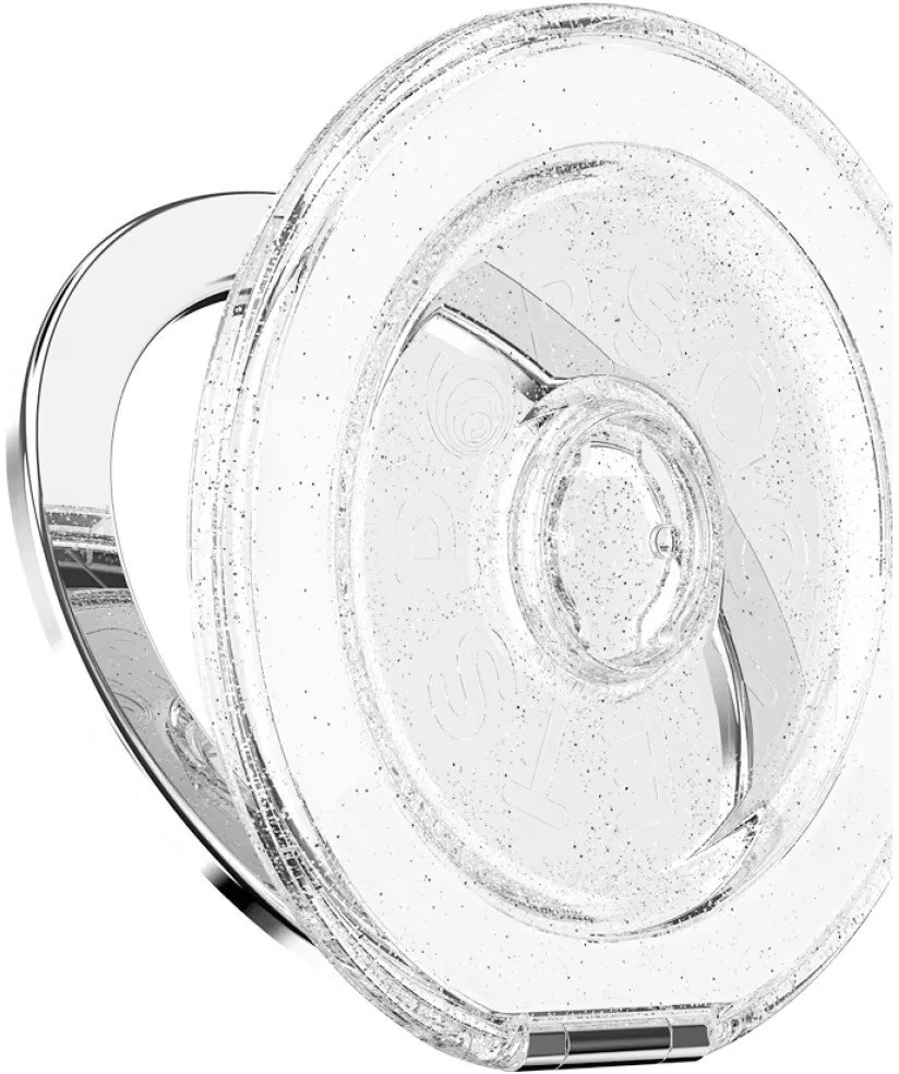 „PopSockets Kick-Out Grip“ blizgučiais aprūpintas „MagSafe“ telefono laikiklis ir stovas