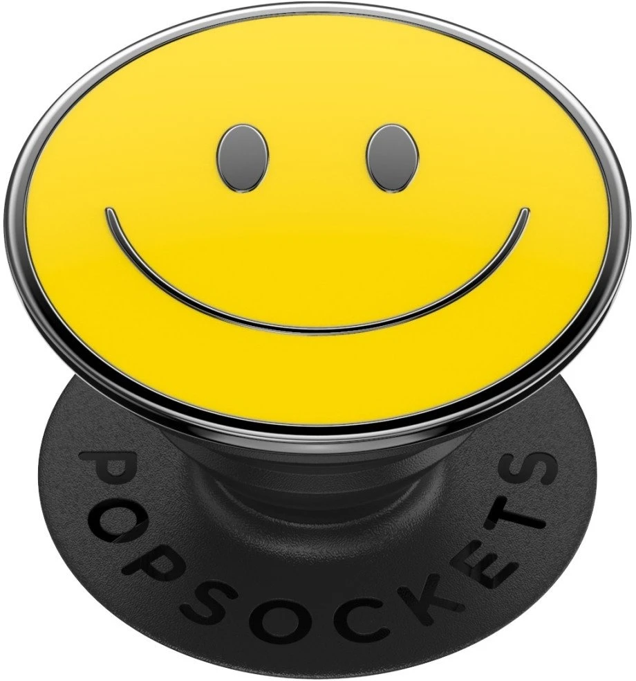„PopSockets PopTop Combo“ emaliuotas „Be Happy“ geltoninis telefono laikiklis ir stovas
