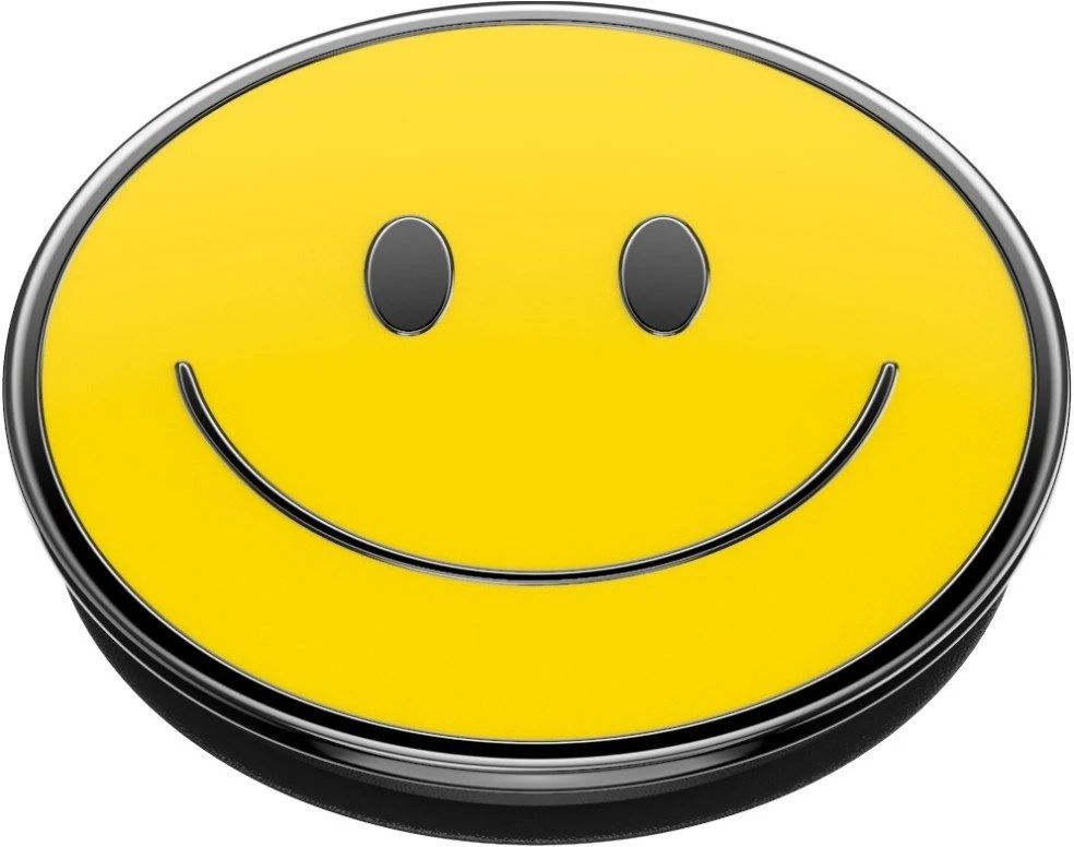 „PopSockets PopTop Combo“ emaliuotas „Be Happy“ geltoninis telefono laikiklis ir stovas