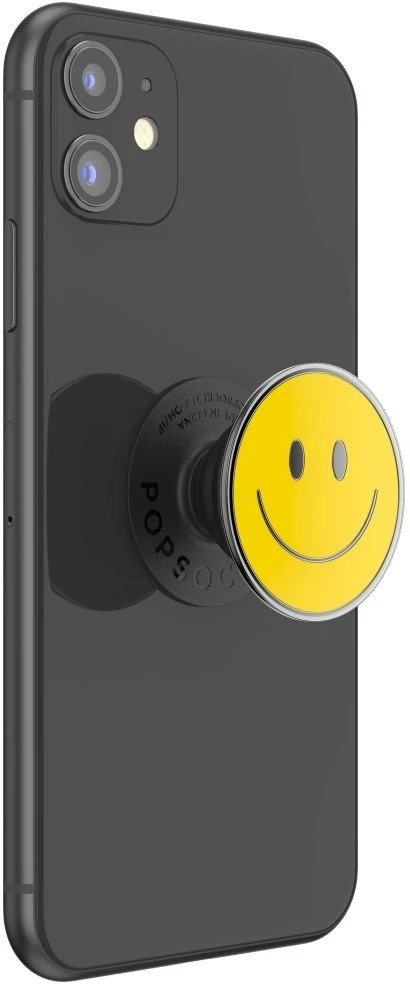 „PopSockets PopTop Combo“ emaliuotas „Be Happy“ geltoninis telefono laikiklis ir stovas