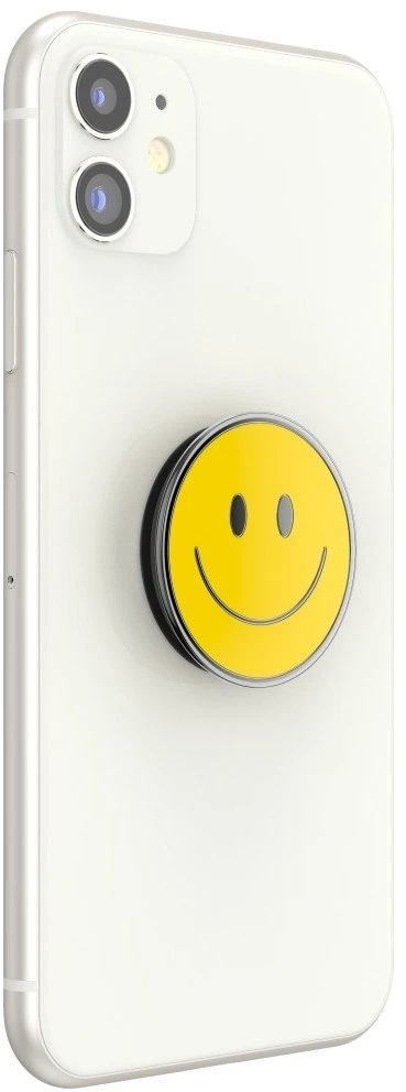 „PopSockets PopTop Combo“ emaliuotas „Be Happy“ geltoninis telefono laikiklis ir stovas