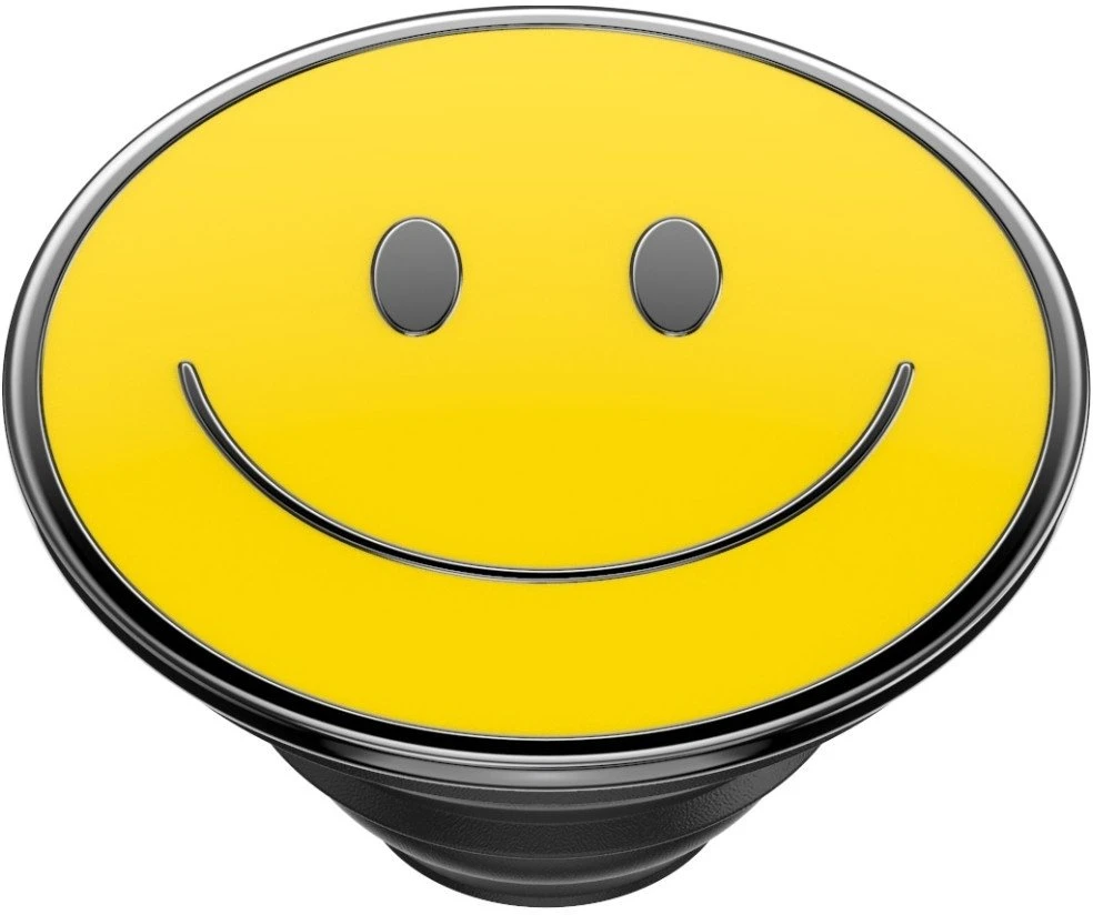 „PopSockets PopTop Combo“ emaliuotas „Be Happy“ geltoninis telefono laikiklis ir stovas
