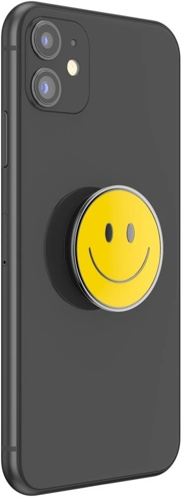 „PopSockets PopTop Combo“ emaliuotas „Be Happy“ geltoninis telefono laikiklis ir stovas