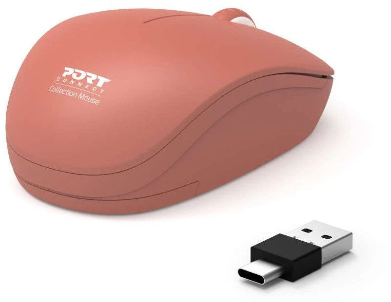 Pelė „Port Designs PORT CONNECT“ laidas COLLECTION, USB-A ir USB-C adapteris, 2.4Ghz, 1600DPI, Terracota