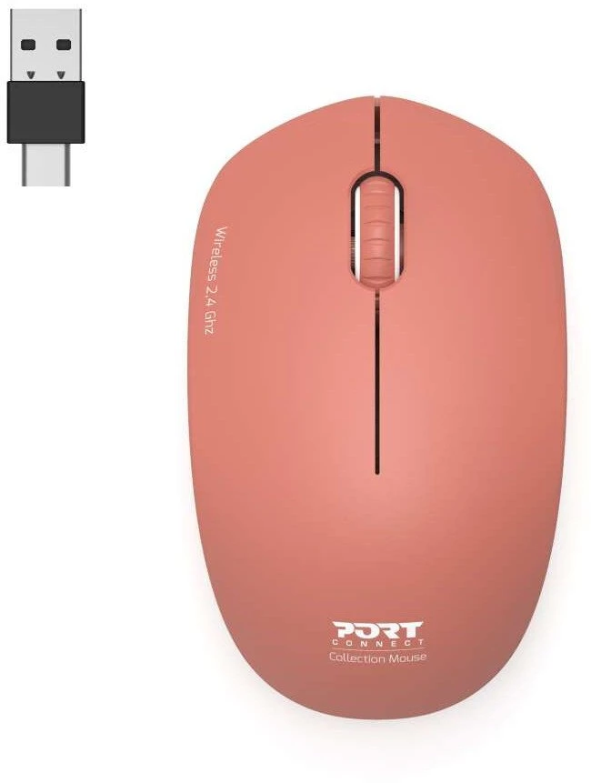 Pelė „Port Designs PORT CONNECT“ laidas COLLECTION, USB-A ir USB-C adapteris, 2.4Ghz, 1600DPI, Terracota