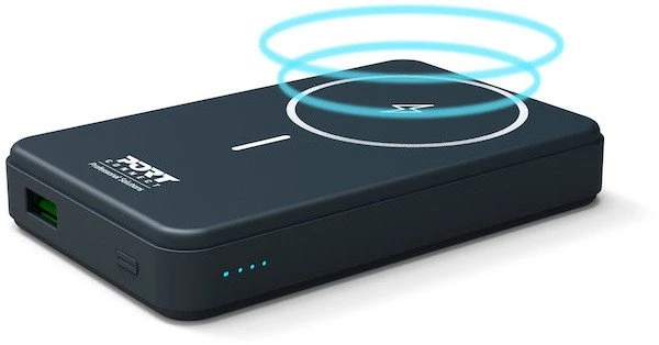 Port Designs PORT CONNECT | Išorinė USB-C baterija PD, belaidis Qi2 | 10000 mAh | Mėlyna